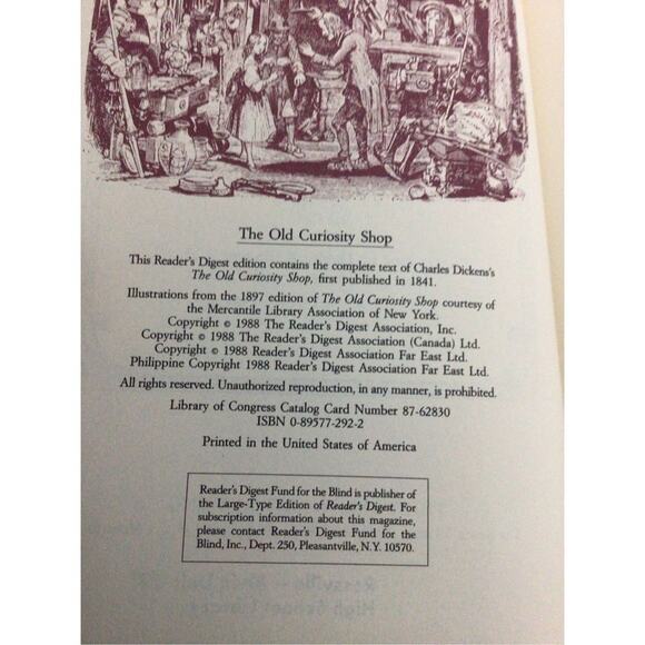 1988 Charles Dickens The Old Curiosity Shop Readers Digest Edition ❄️❤️ - Picture 3 of 12